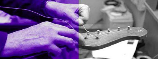 photograph of a headstock being strung